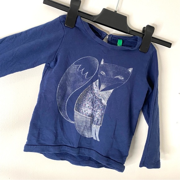 United Colors Of Benetton Blue Fox Long Sleeve Pullover Sweater - Picture 1 of 8